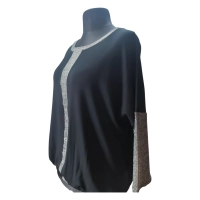 Wieczorowa Bluzka bombka z błyszczącym srebrnymi wstawkami